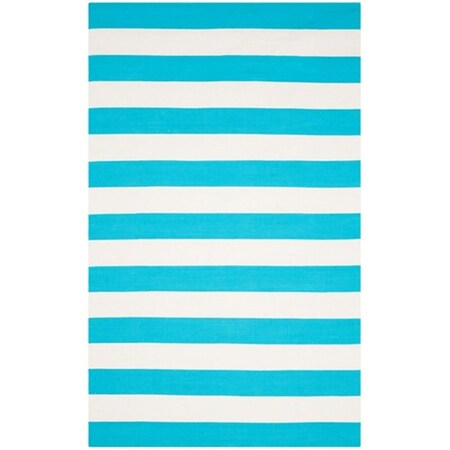 Safavieh Montauk Hand Woven Rectangle Rug- Turquoise - Ivory- 5 x 8 ft. MTK712N-5
